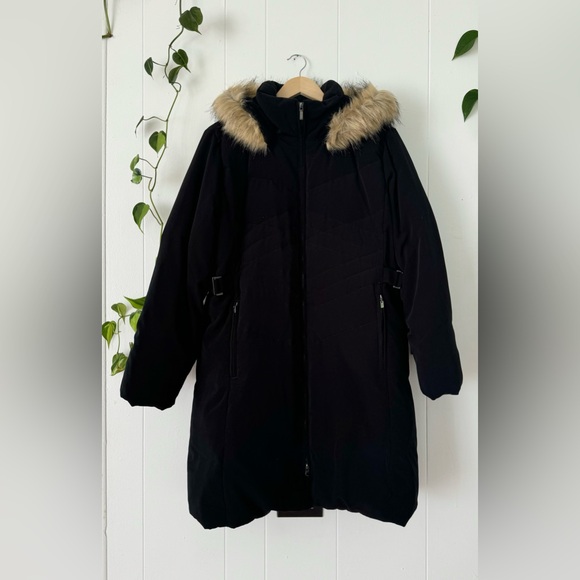 Centigrade Down Feather Puffer Jacket Black Parka Size Medium Removable Hood - Picture 5 of 10